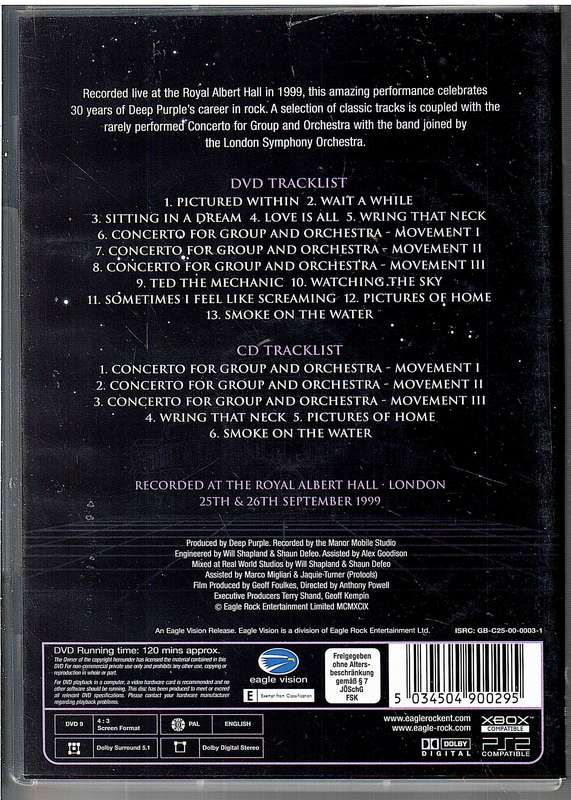 Deep Purple: In Concert With The London Symphony Orchestra (Paul Mann cond.) DVD + CD Set