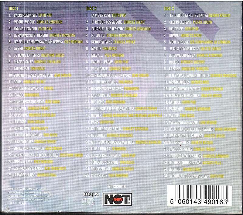 Various - Cafe de Paris: 75 Grands Succes Francais 3 CD set