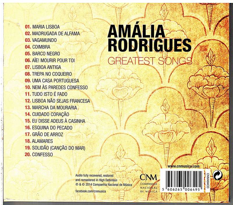 Amalia Rodrigues - Greatest Songs CD