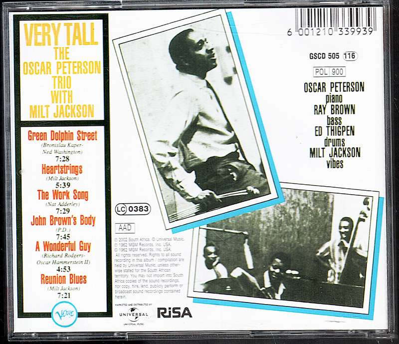 Oscar Peterson (with Milt Jackson) - Very Tall CD