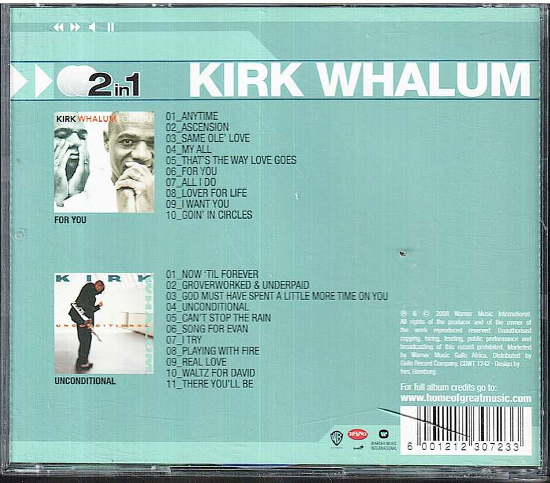 Kirk Whalum - "For You" & "Unconditional" (2in1) CD