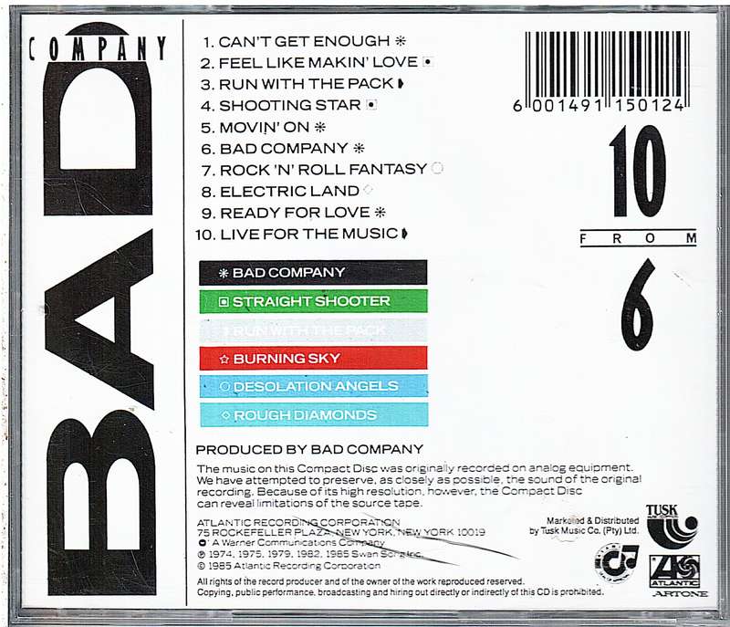Bad Company - 10 From 6 CD