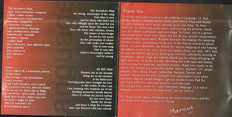 Marcus Wyatt - Language 12 CD [FRONT OF BOOKLET INSCRIBED BY ARTIST]