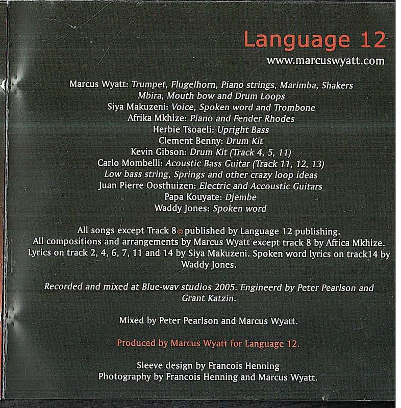 Marcus Wyatt - Language 12 CD [FRONT OF BOOKLET INSCRIBED BY ARTIST]