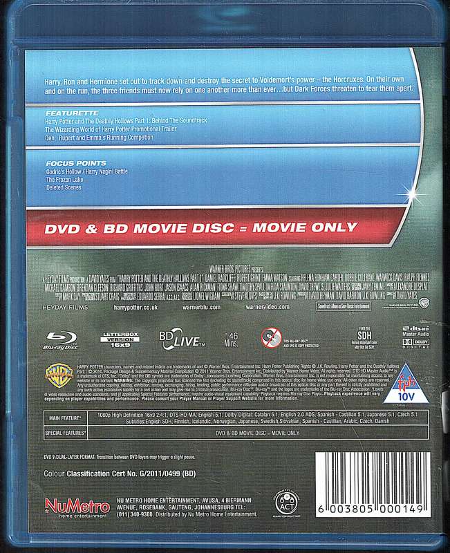Harry Potter and the Deathly Hallows Part 1 [Blu-ray + DVD Combo Pack]
