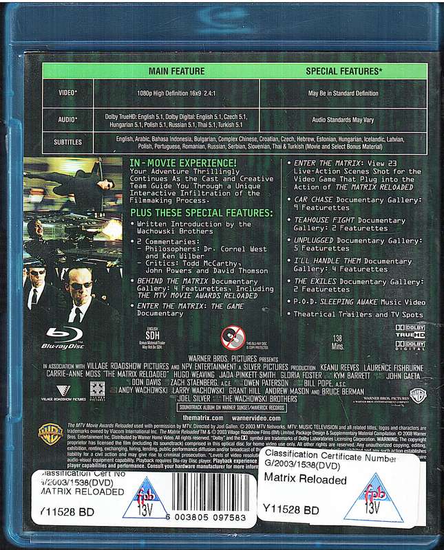 Matrix Reloaded [Blu-ray]