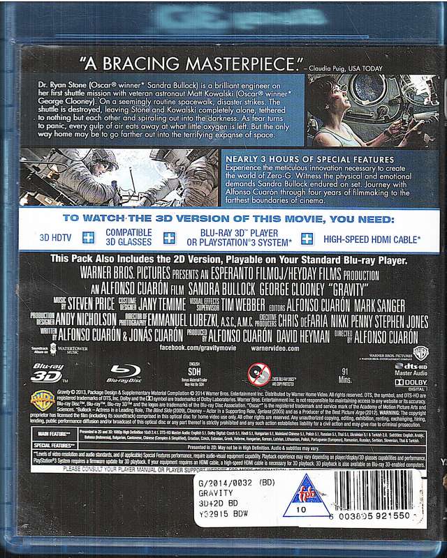 Gravity [2 DISCS, BLU-RAY 3D + BLU-RAY]