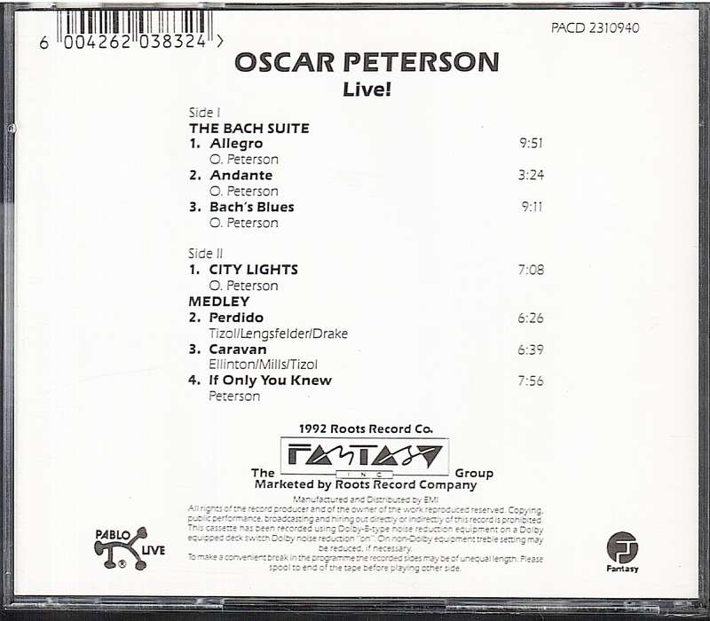 Oscar Peterson - Oscar Peterson Live! CD
