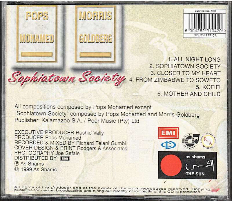 Pops Mohamed & Morris Goldberg - Sophiatown Society CD