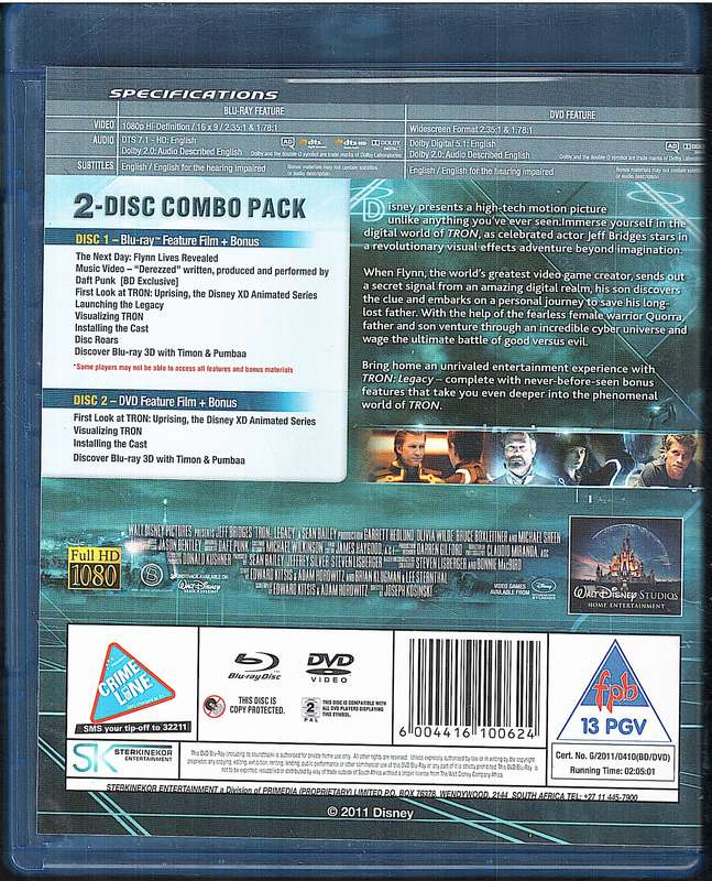 Tron Legacy 2-disc Combo Pack [Blu-ray + DVD]