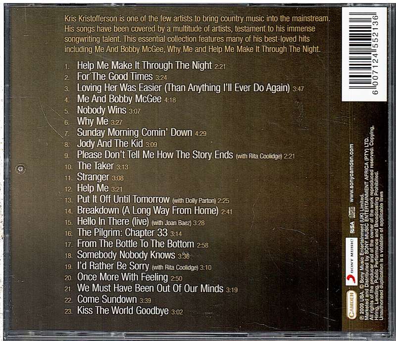 Kris Kristofferson - The Best Of Kris Kristofferson CD