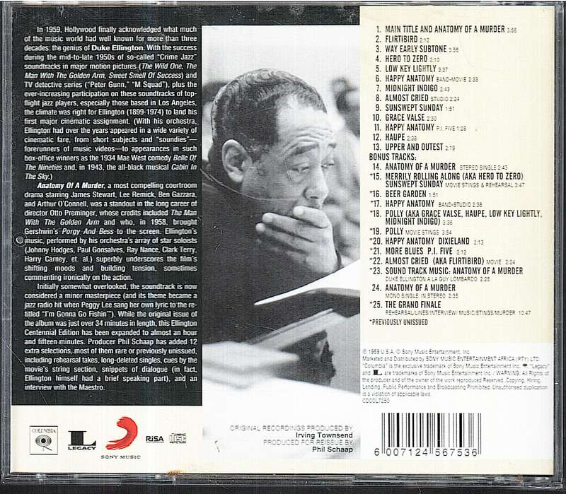 Duke Ellington & His Orchestra - Anatomy of a Murder (Soundtrack) CD
