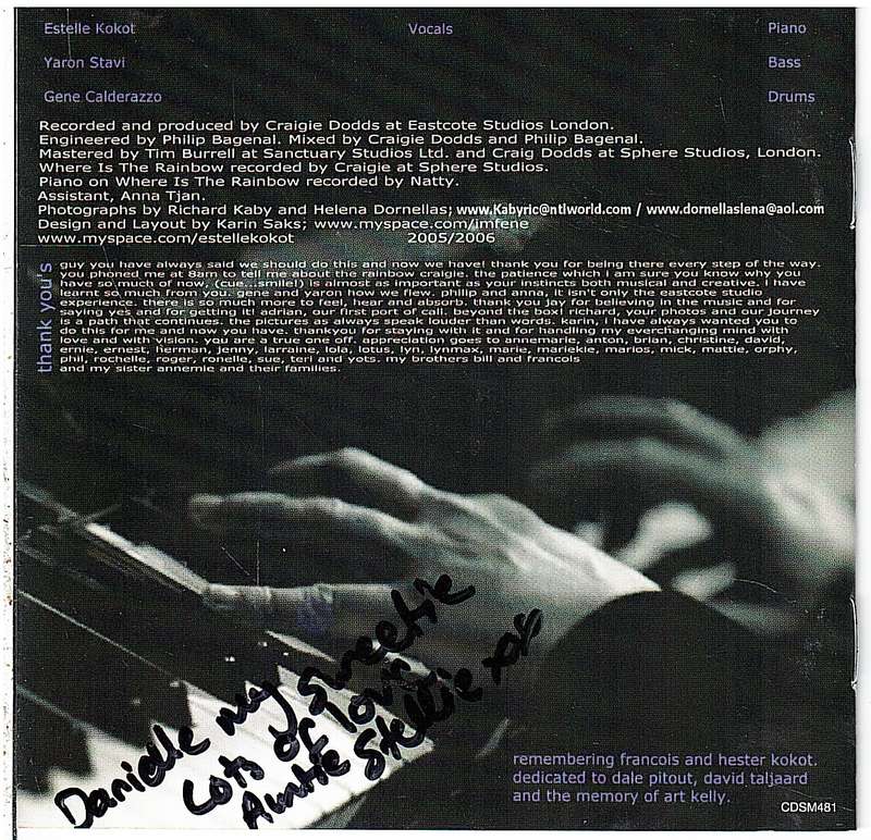 Estelle Kokot - Information CD [BACK OF BOOKLET INSCRIBED BY ARTIST]