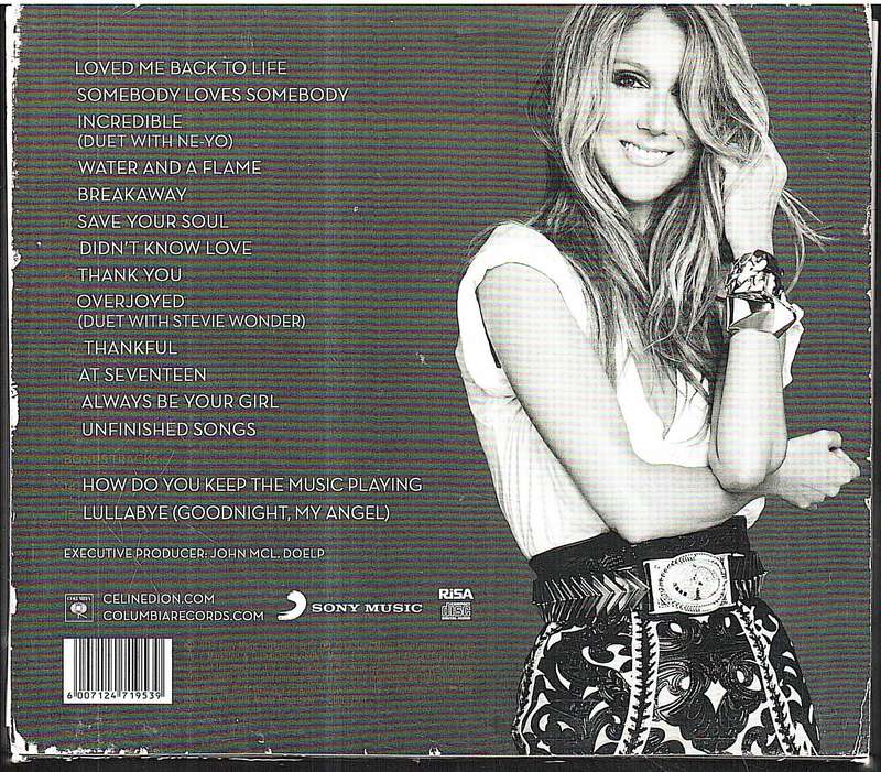 Celine Dion - Loved Me Back To Life CD jewelcase in cardboard slipcover