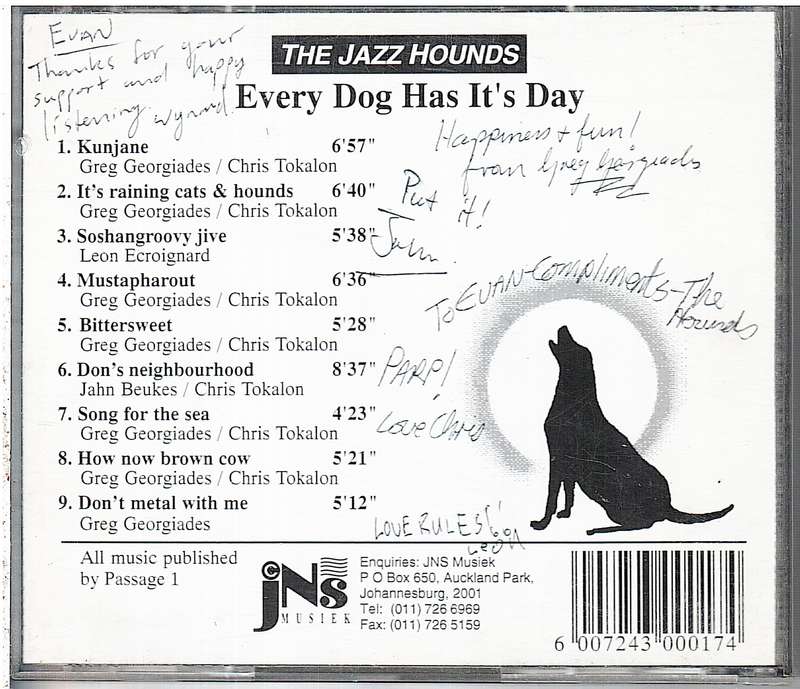The Jazz Hounds - Every Dog Has It's Day CD [INSCRIBED/SIGNED BY THE BAND]