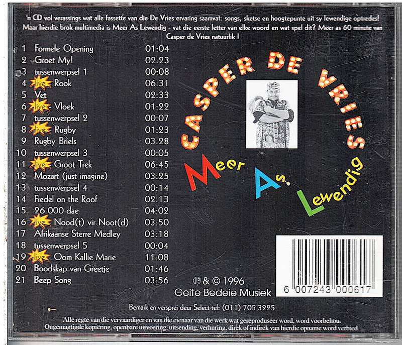 Casper de Vries - Meer As Lewendig CD