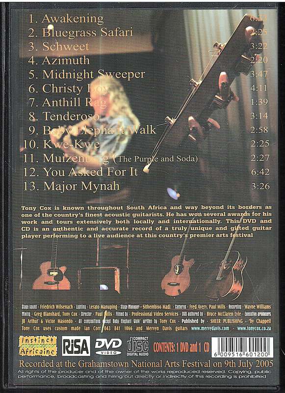 Tony Cox: In Concert at the Grahamstown National Arts Festival (2005) CD + DVD set