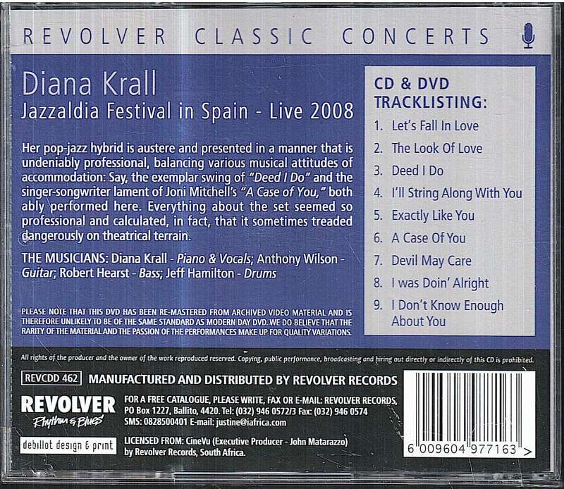 Diana Krall - Jazzaldia Festival in Spain Live 2008 CD + DVD set