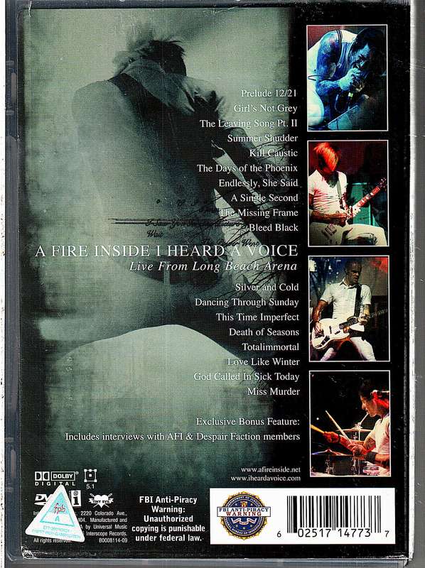 AFI (A Fire Inside) - I Heard A Voice: Live From Long Beach Arena DVD