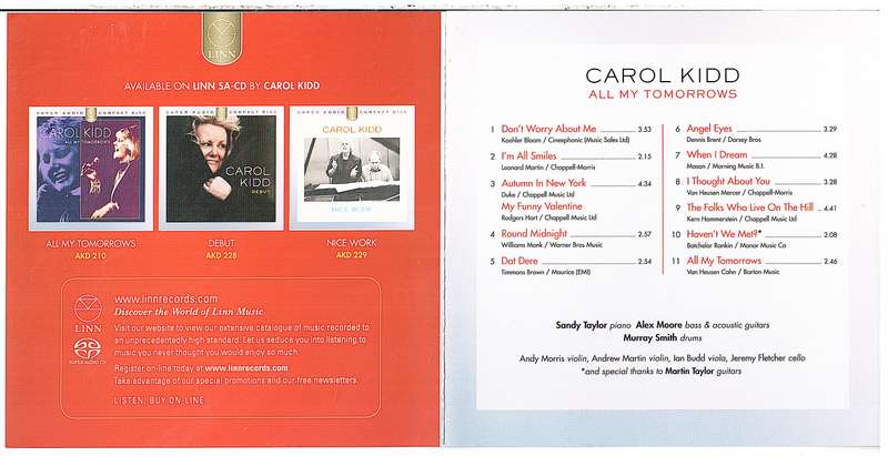 Carol Kidd - All My Tomorrows CD [UK IMPORT]