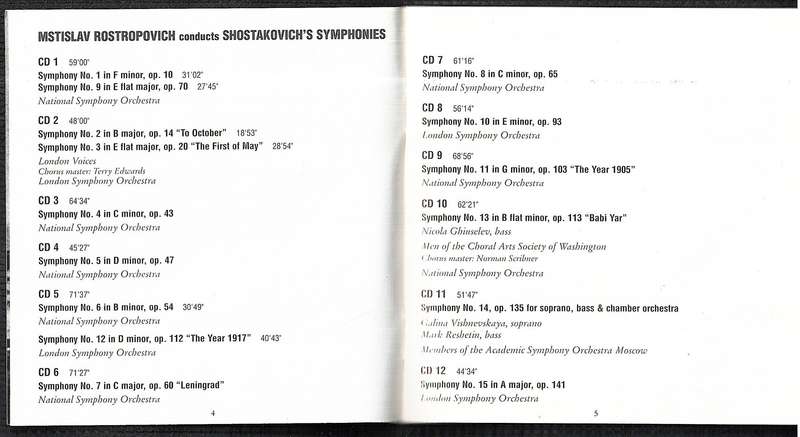 Dmitri Shostakovich: Complete Symphonies - Mstislav Rostropovich (Cond.) 12 CD Box