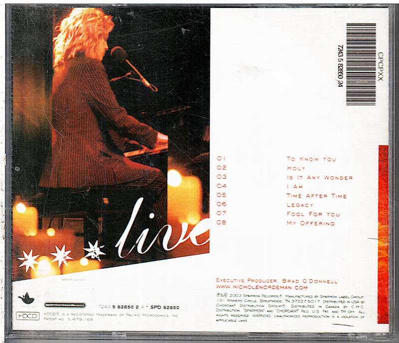 Nichole Nordeman  Live At The Door CD