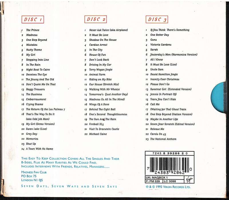Madness - The Business: The Definitive Singles Collection 3 CD Box set