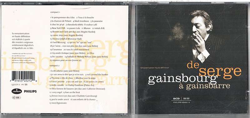 Serge Gainsbourg  De Serge Gainsbourg À Gainsbarre 1958/1991 2 CD Set