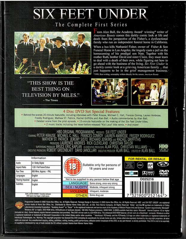 Six Feet Under: The Complete First Series 4 DVD Set
