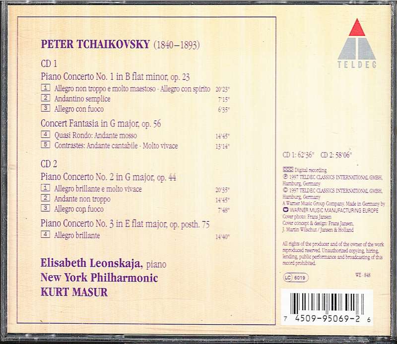 Tchaikovsky: The Piano Concertos - Elisabeth Leonskaja, NY Philharmonic, Kurt Masur 2 CD set