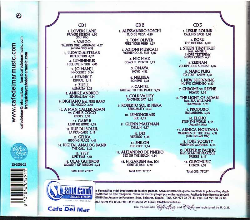 Various Artists - Cafe del Mar 25th Anniversary (1980-2005) 3 CD Set