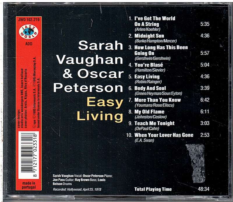 Sarah Vaughan & Oscar Peterson  Easy Living