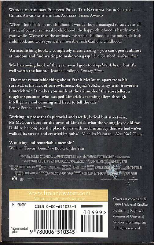 Angela's Ashes: A Memoir of Childhood - Frank McCourt [Movie Tie-in edition]