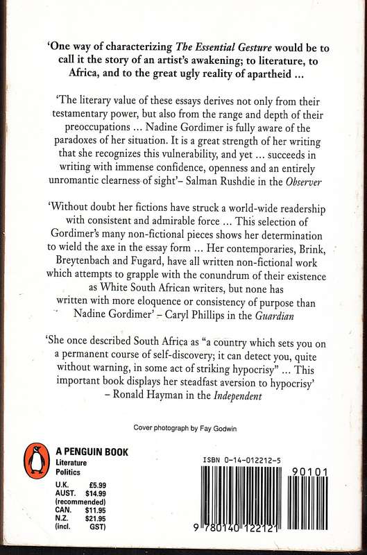 The Essential Gesture: Writing Politics & Places - Nadine Gordimer
