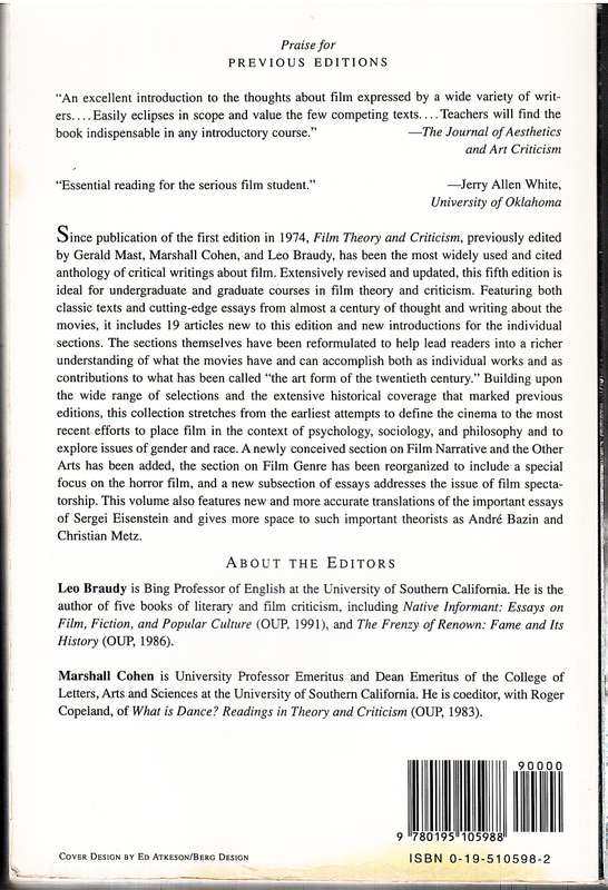 Film Theory and Criticism: Introductory Readings 5E - Leo Braudy & Marshall Cohen (Eds.)