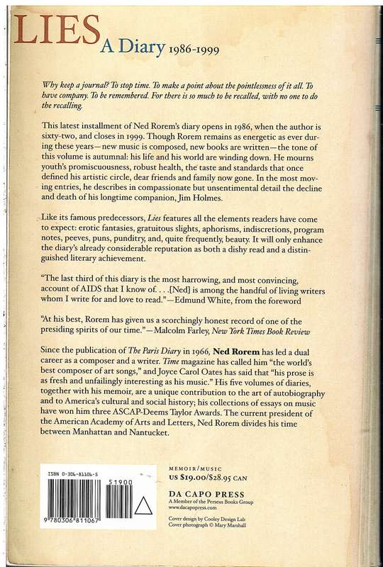 Lies: A Diary 1986-1999 - Ned Rorem