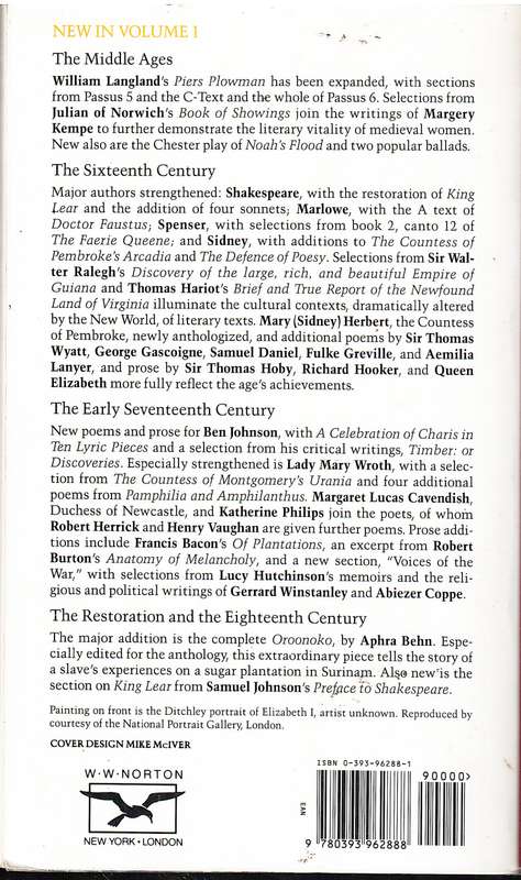 The Norton Anthology of English Literature (6th Edition Volume 1)