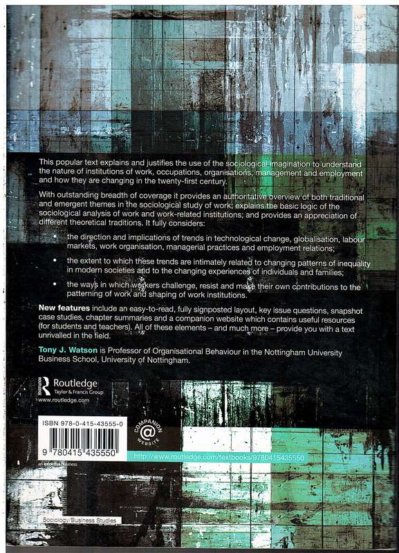 Sociology, Work and Industry (Fifth Edition) - Tony J Watson
