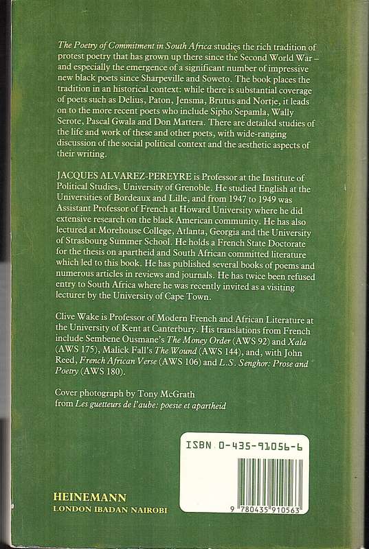 The Poetry of Commitment in South Africa - Jacques Alvarez-Pereyre