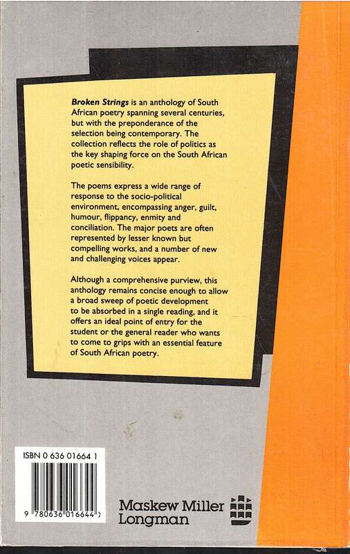 Broken Strings: The Politics of Poetry in South Africa - Stephen Finn and Rosemary Gray (Eds.)