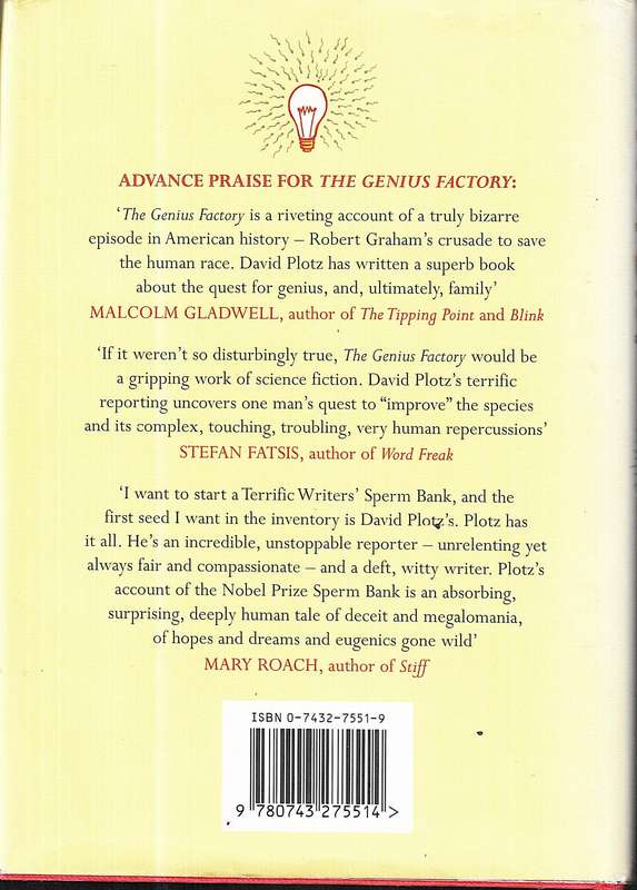 The Genius Factory: Unlocking the Mysteries of the Nobel Prize Sperm Bank - David Plotz