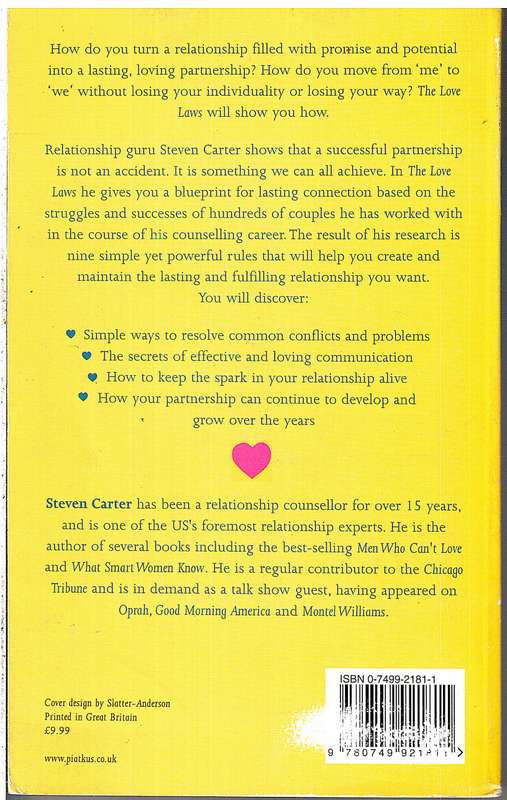 Love Law: 9 Essential Rules for Lasting, Loving Partnership - Steven Carter