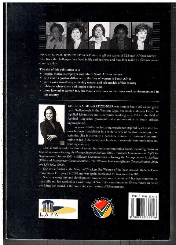 Inspirational Women at Work - Liesel Erasmus-Kritzinger [INSCRIBED BY THE CONTRIBUTORS]