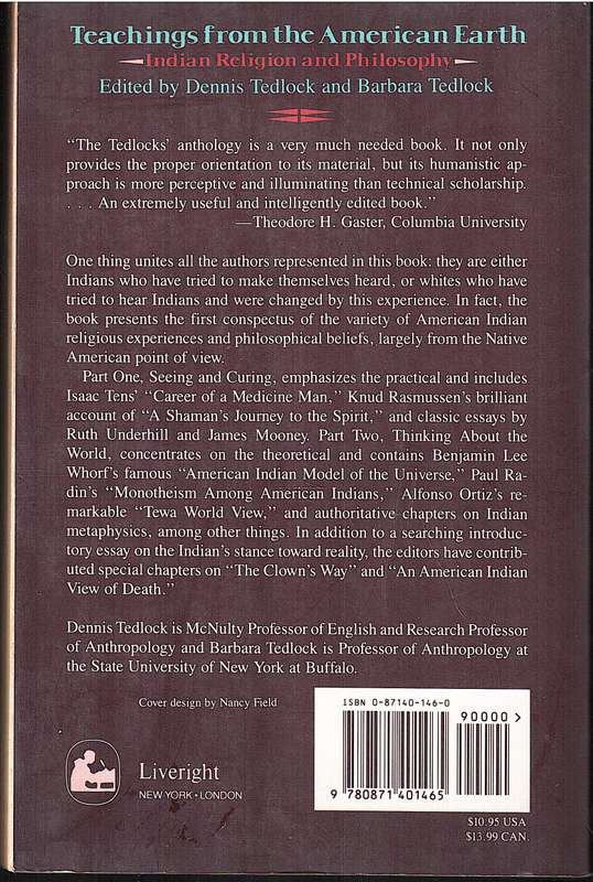 Teachings From The American Earth: Indian Religion and Philosophy - Dennis & Barbara Tedlock (Eds.)