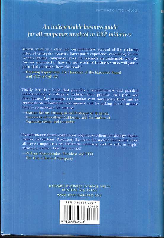 Mission Critical: Realizing the Promise of Enterprise Systems - Thomas H Davenport
