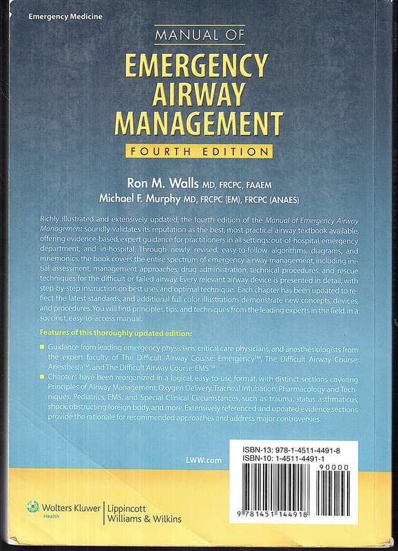 Manual of Emergency Airway Management (4th Edition) - Ron M Walls & Michael F Murphy