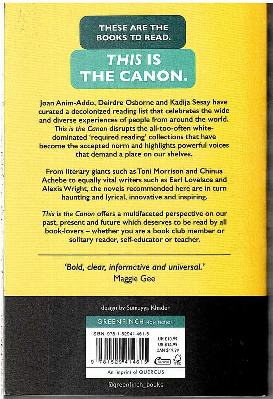 This is the Canon: Decolonize Your Bookshelves in 50 Books - Joan Anim-Addo, Deidre Osborne, Kadija