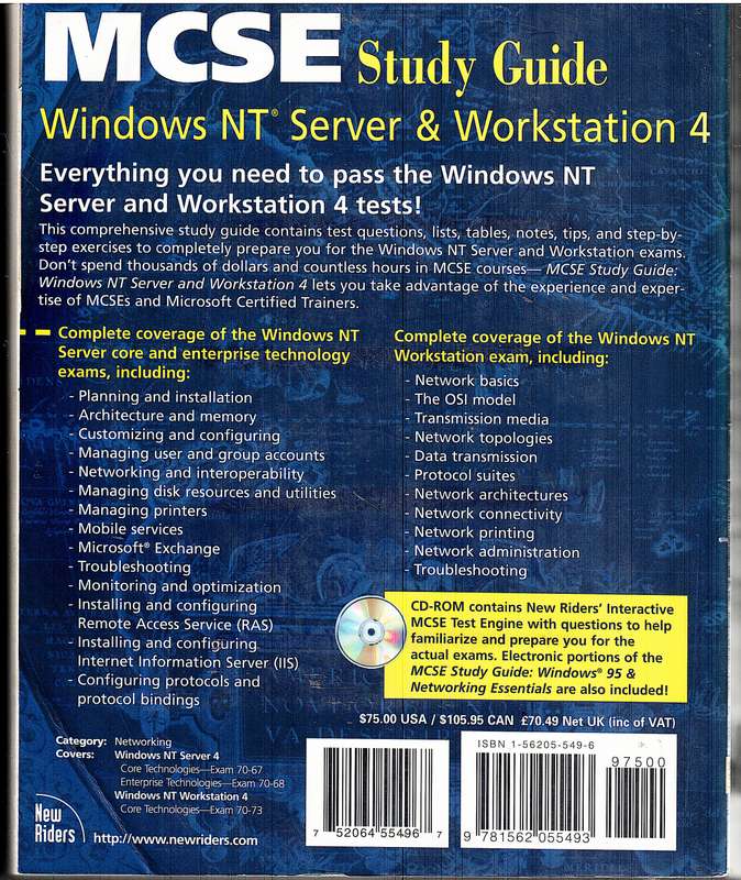 MCSE Study Guide: Windows NT Server and Workstation 4 - Joe Casad et al [Book only, No CD-ROM]