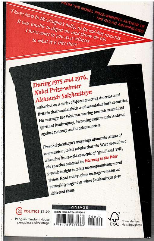 Warning to the West: Speeches 1975-1976 - Aleksandr Solzhenitsyn