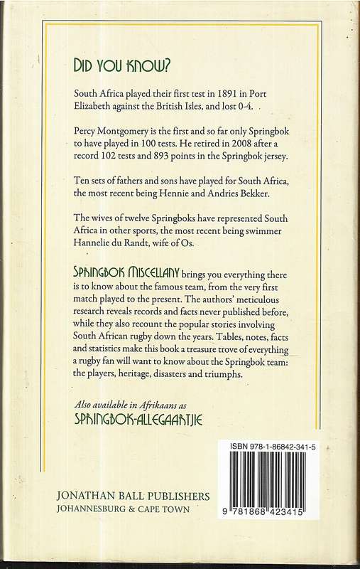 Springbok Miscellany: From the Earliest Days to the Modern Era - Eddie Grieb & Stuart Farmer